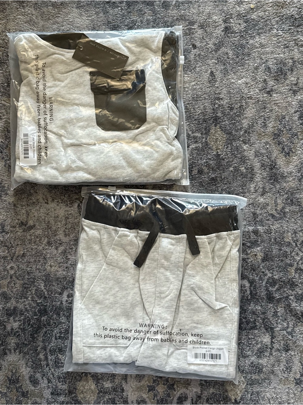 Little Bipsy Grey and Black Kids Matching Undershirt Set